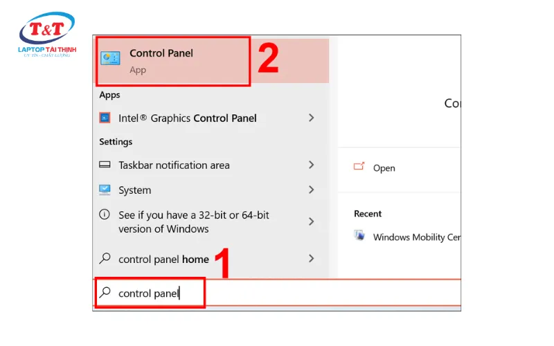 sử dụng control panel để bật đèn bàn phím