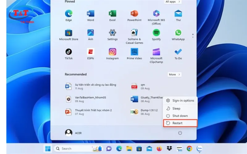 khởi động lại laptop